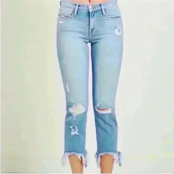 FRAME-" Le Nouveau Straight" Stiletto Hem Cropped Jeans In Belding Size 31 EUC! - Picture 2 of 7